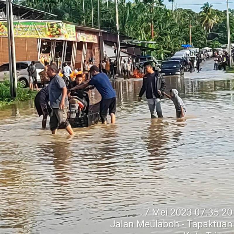 Akibat Hujan Deras Lima Kecamatan di Nagan Raya Terendam Banjir